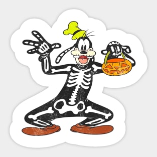 Goofy Skeleton Halloween Sticker